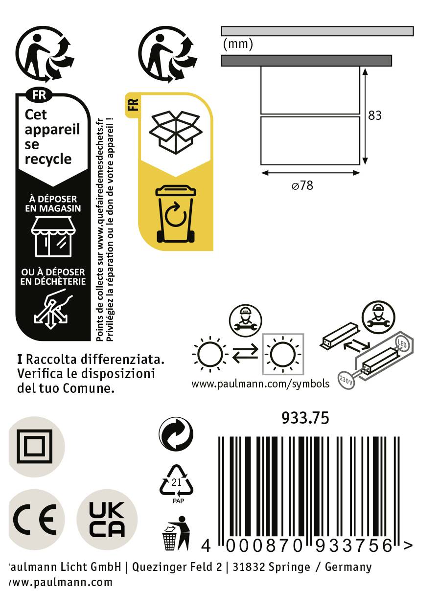 Paulmann 93375 Spircle LED-Einbauleuchte LED LED fest eingebaut 8W Chrom (matt)