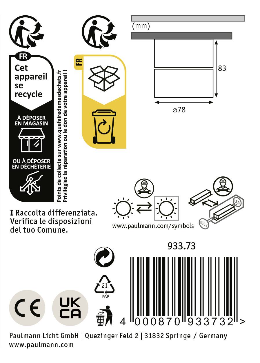 Paulmann 93373 Spircle LED-Aufbauleuchte LED LED fest eingebaut 8W Weiß