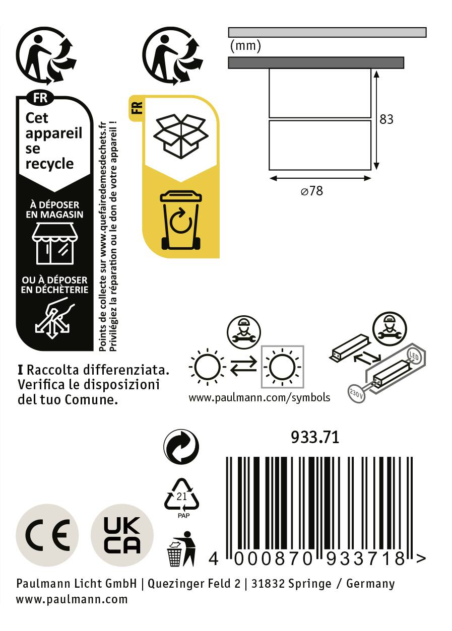 Paulmann 93371 Spircle LED-Aufbauleuchte LED LED fest eingebaut 8W Schwarz (matt)