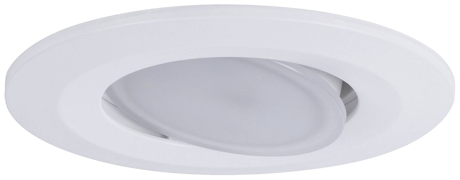 Einbauleuchte in schlichtem, weißem Design, leicht versenkt in der Decke montiert, mit rundem Rahmen und mattem Inneren.