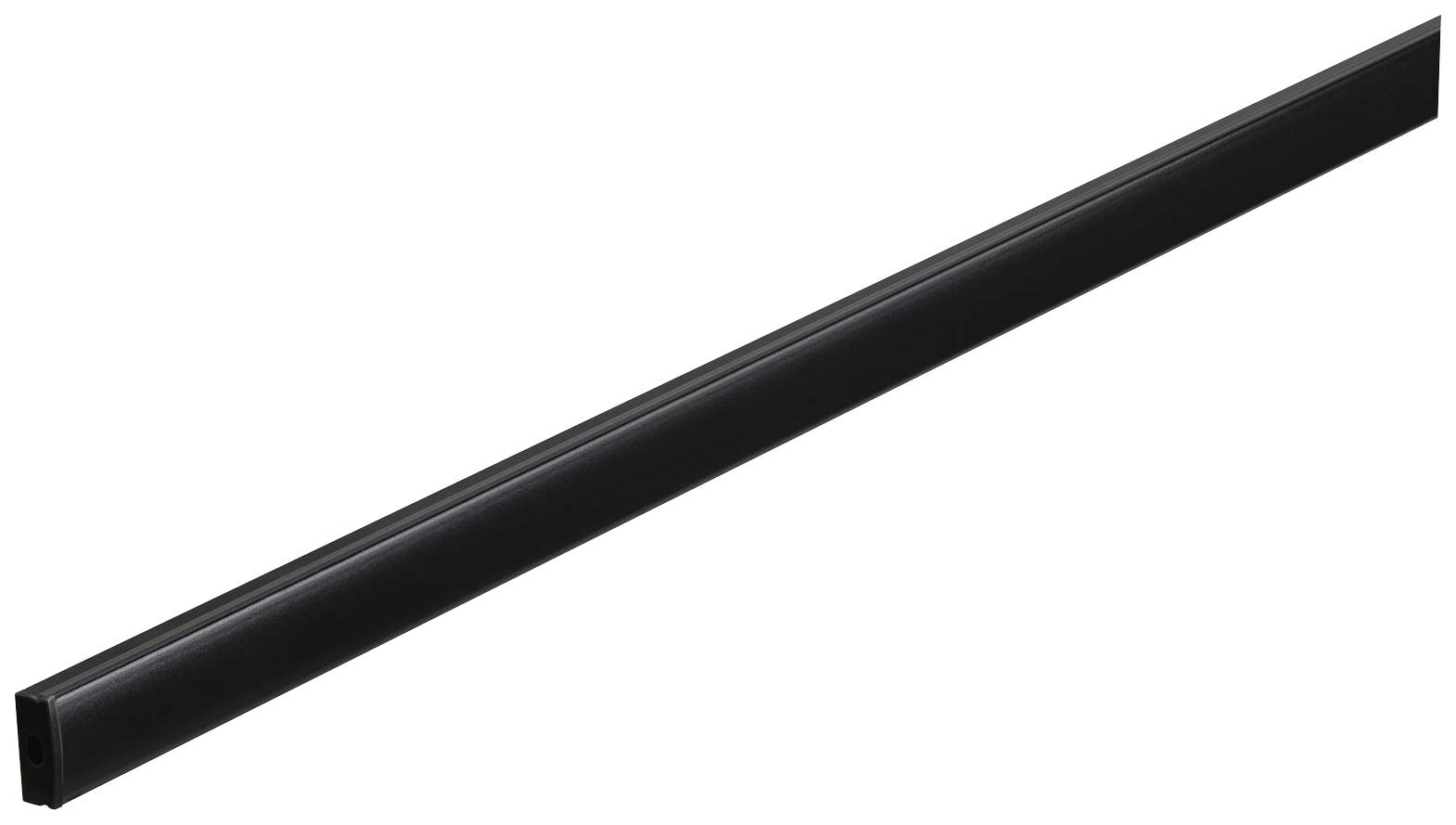 Schwarze Aluminium-Leiste, rechteckig, flach, für Verkleidungsarbeiten oder Möbelkonstruktionen.