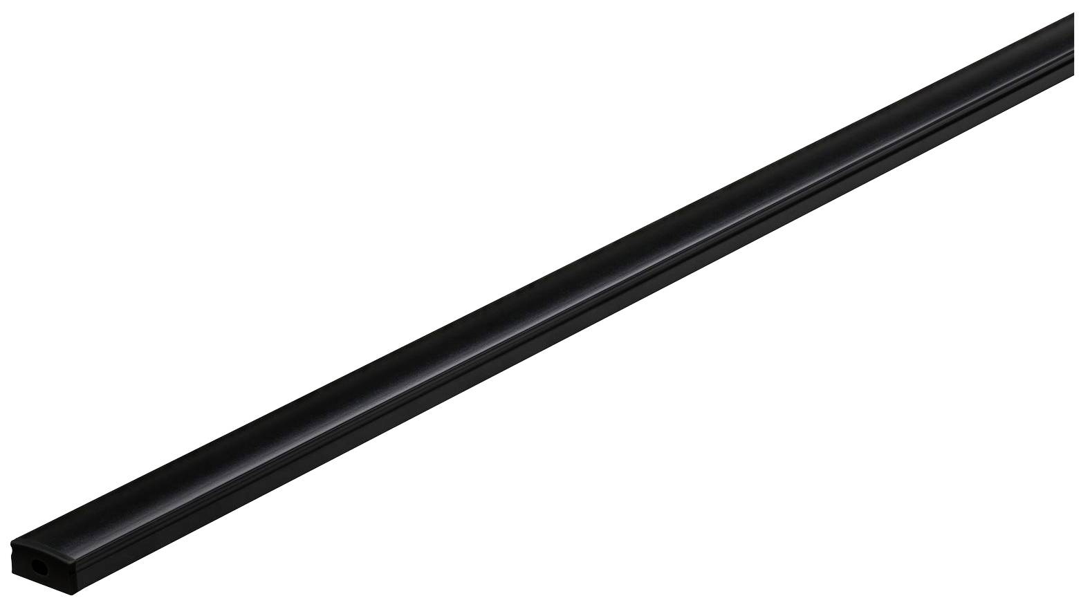 Schwarzer, langer Stab mit einem quadratischen Querschnitt, diagonal positioniert, vor weißem Hintergrund.