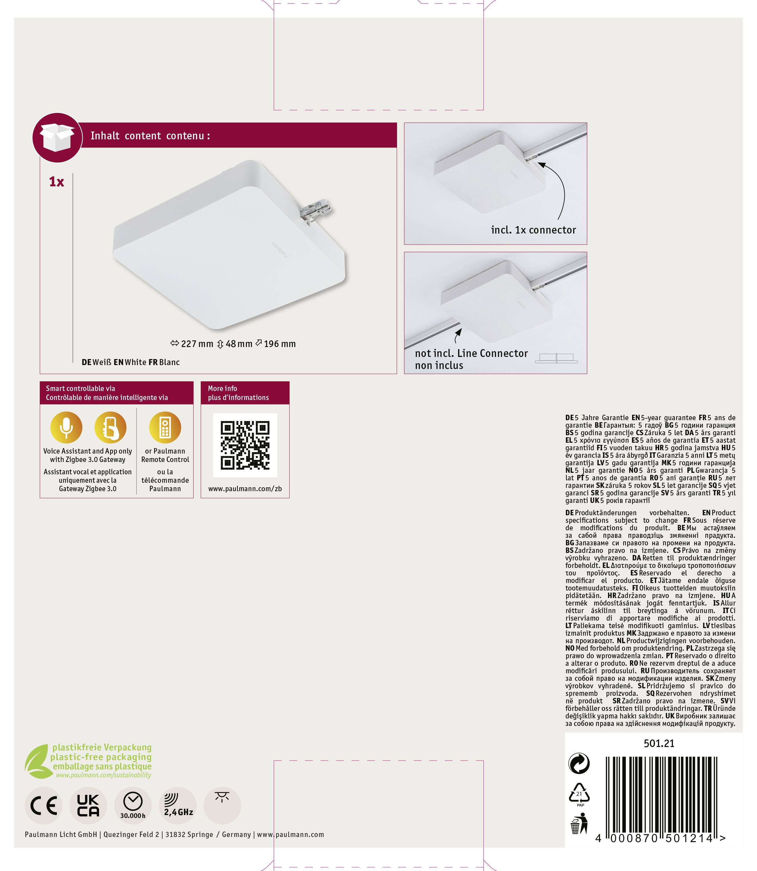 Paulmann URail ZigBee Mitteleinspeisung 50121 Hochvolt-Schienensystem-Komponente Mitteleinspeiser Weiß