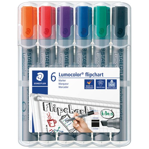 Staedtler 356 B WP6 Flipchartmarker Lumocolor® flipchart marker 356 B 2 - 5mm Schwarz, Blau, Rot, Grün, Orange, Lila 6St.