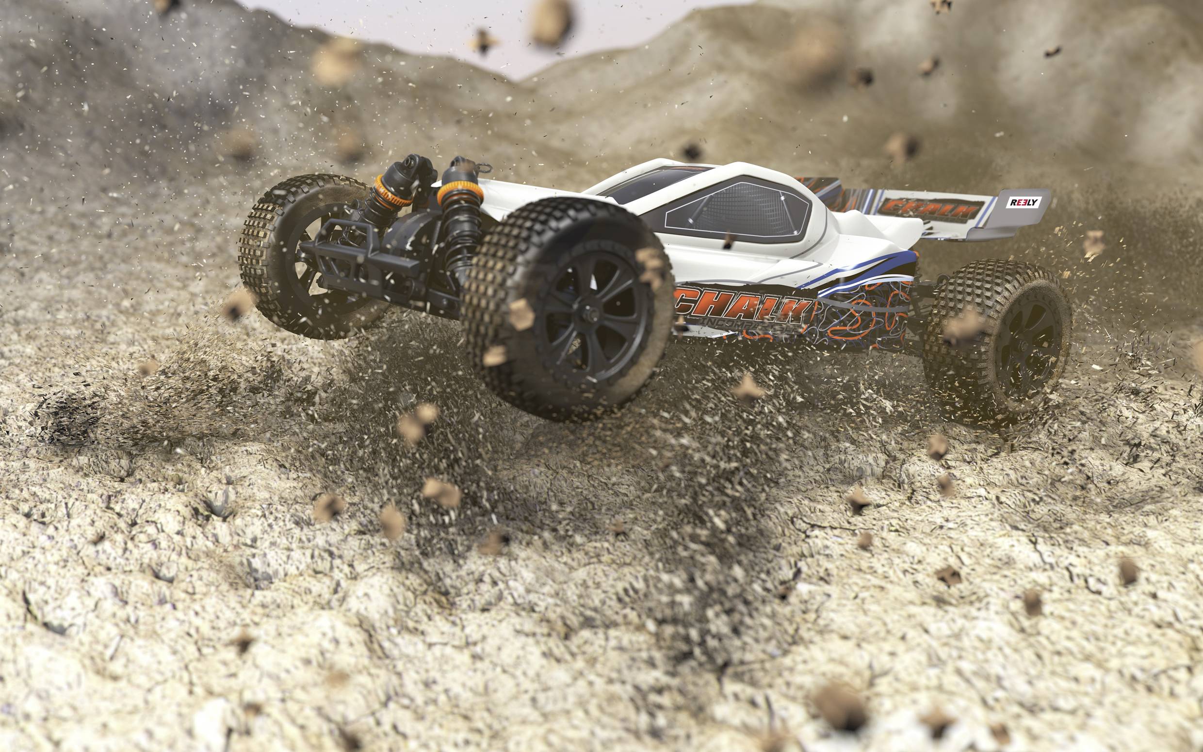 Reely Chalk 4WD Kreidegrau Brushless 1:10 RC Modellauto Elektro Buggy Allradantrieb (4WD) 100% RtR 2,4 GHz inkl. Akku, Ladegerät und Senderbatterien