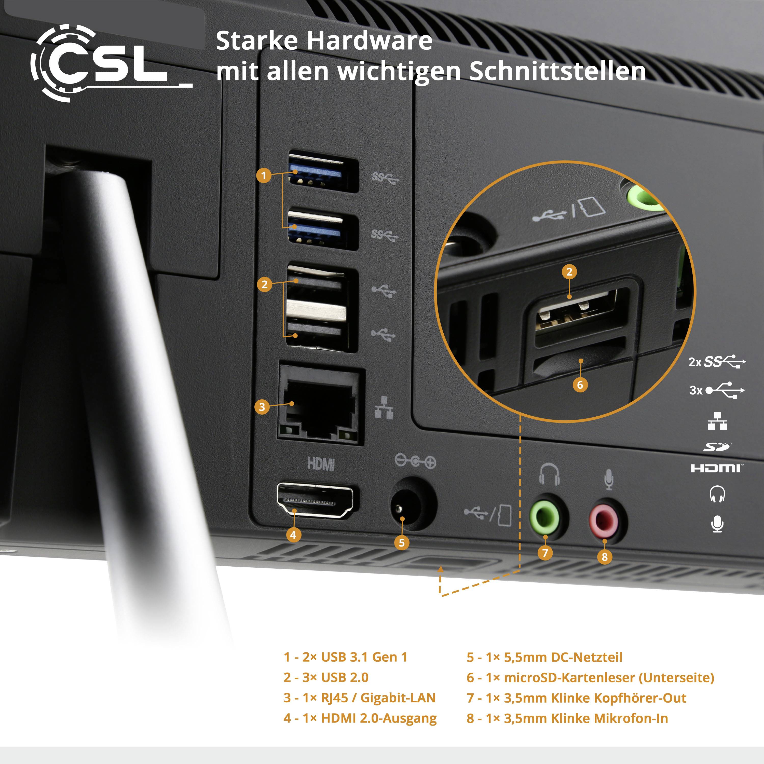 CSL Computer Unity F24B-GLS 60.5cm (23.8 Zoll) All-in-One PC Intel® Celeron® N4120 8GB 256GB SSD Intel UHD Graphics 600 Windows®