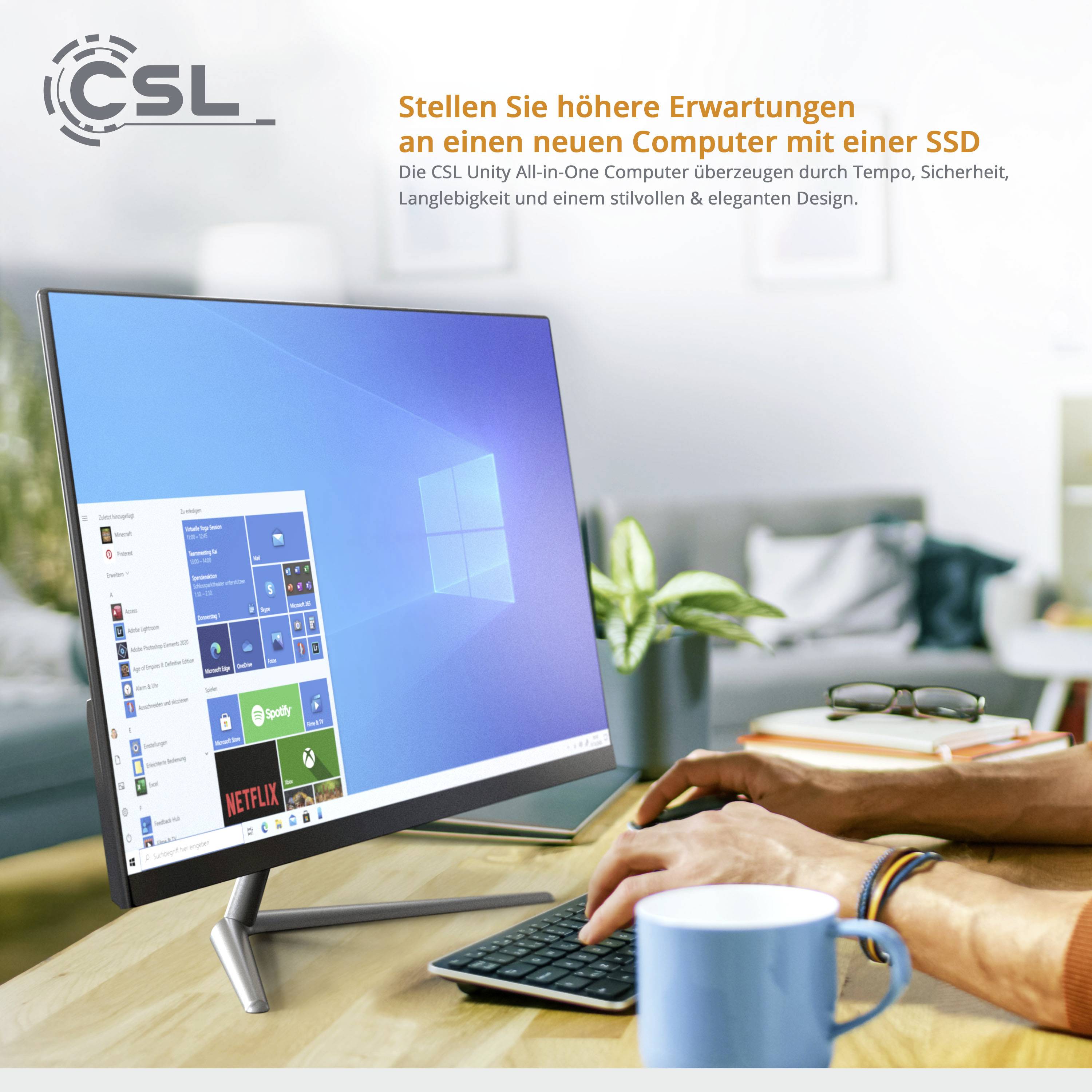 CSL Computer Unity F24B-GLS 60.5cm (23.8 Zoll) All-in-One PC Intel® Celeron® N4120 8GB 256GB SSD Intel UHD Graphics 600 Windows®