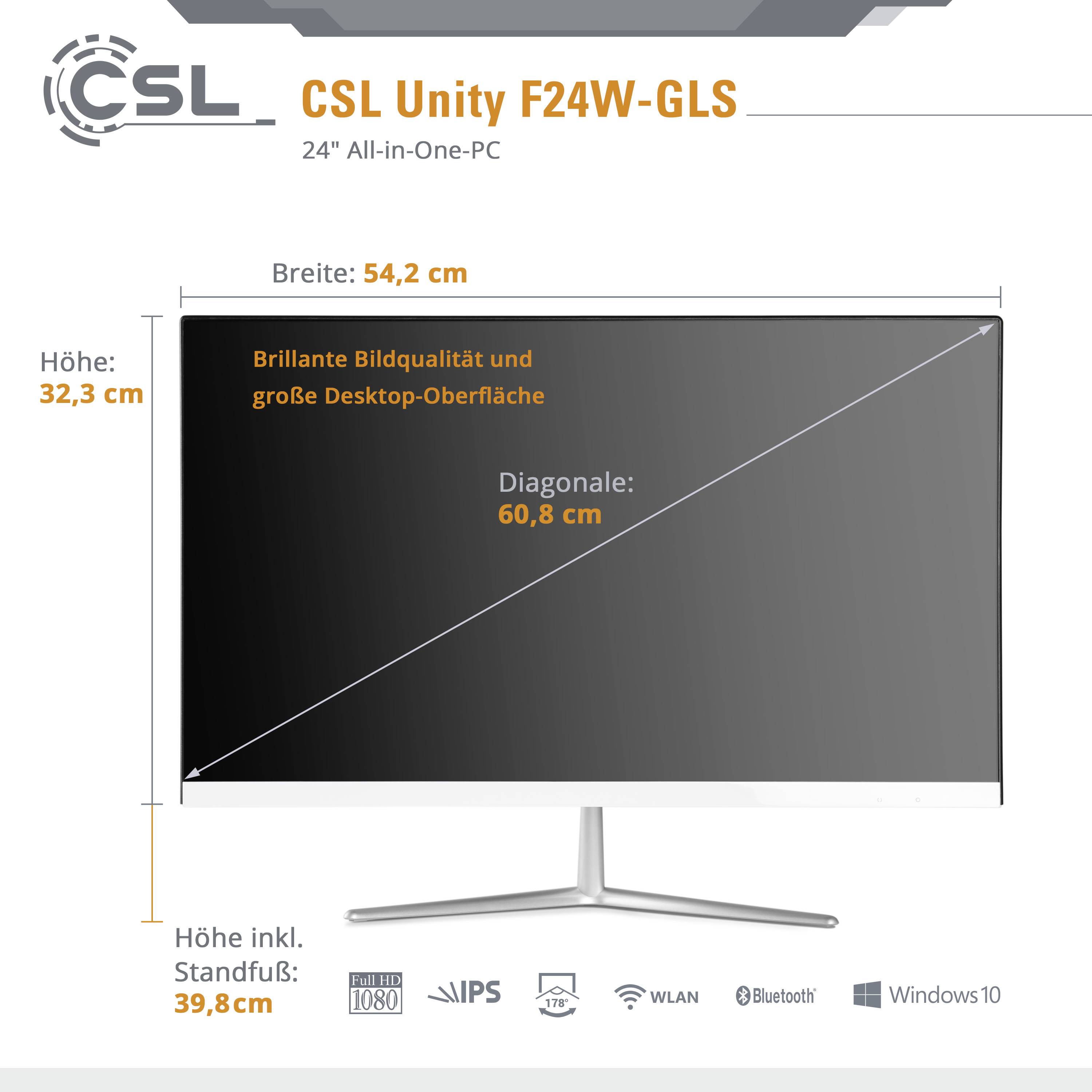 CSL Computer All-in-One PC Unity F24W-GLS 60.5cm (23.8 Zoll) Full HD Intel® Celeron® N4120 16GB RAM 512GB SSD Intel UHD Graphics