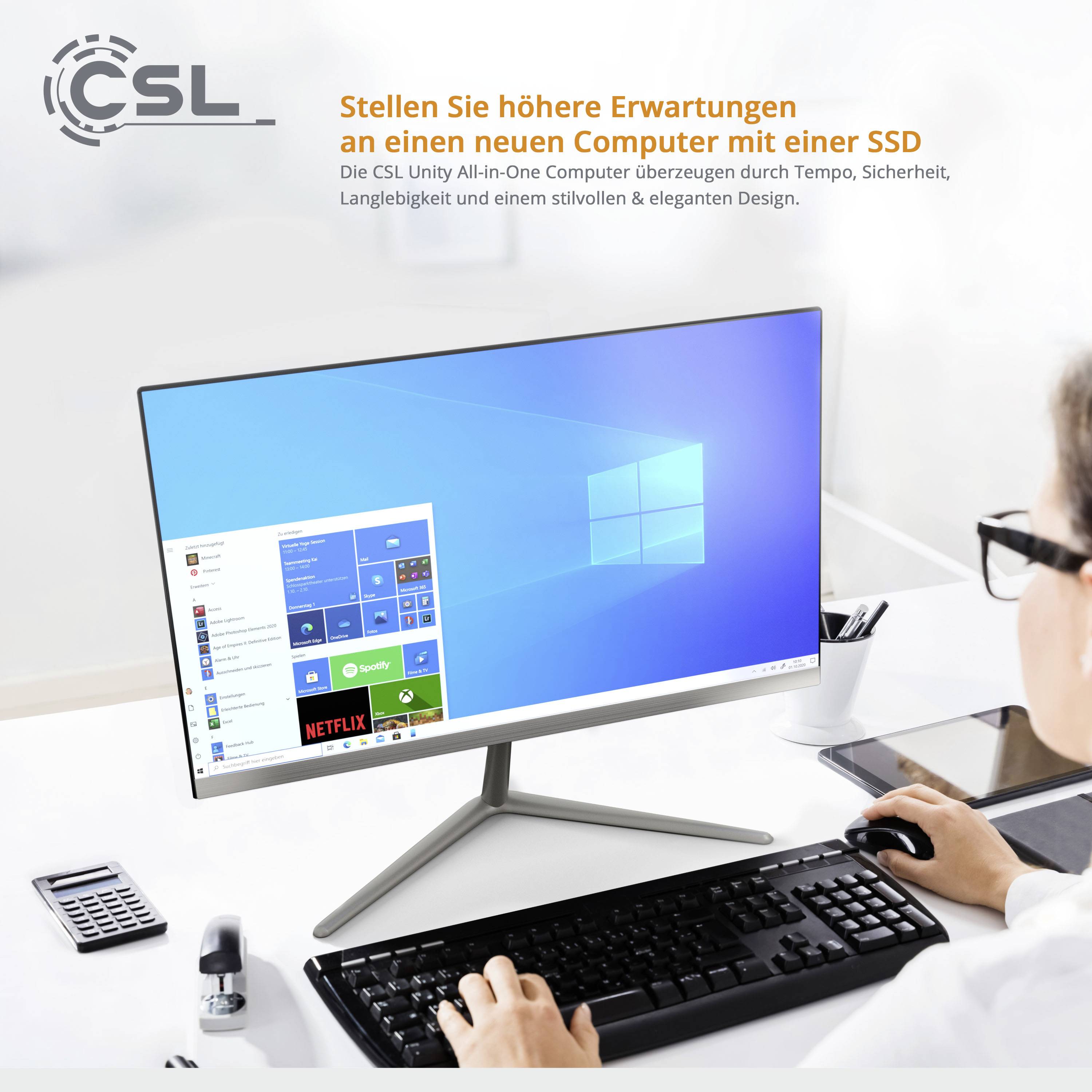 CSL Computer All-in-One PC Unity F24W-GLS 60.5cm (23.8 Zoll) Full HD Intel® Celeron® N4120 16GB RAM 512GB SSD Intel UHD Graphics