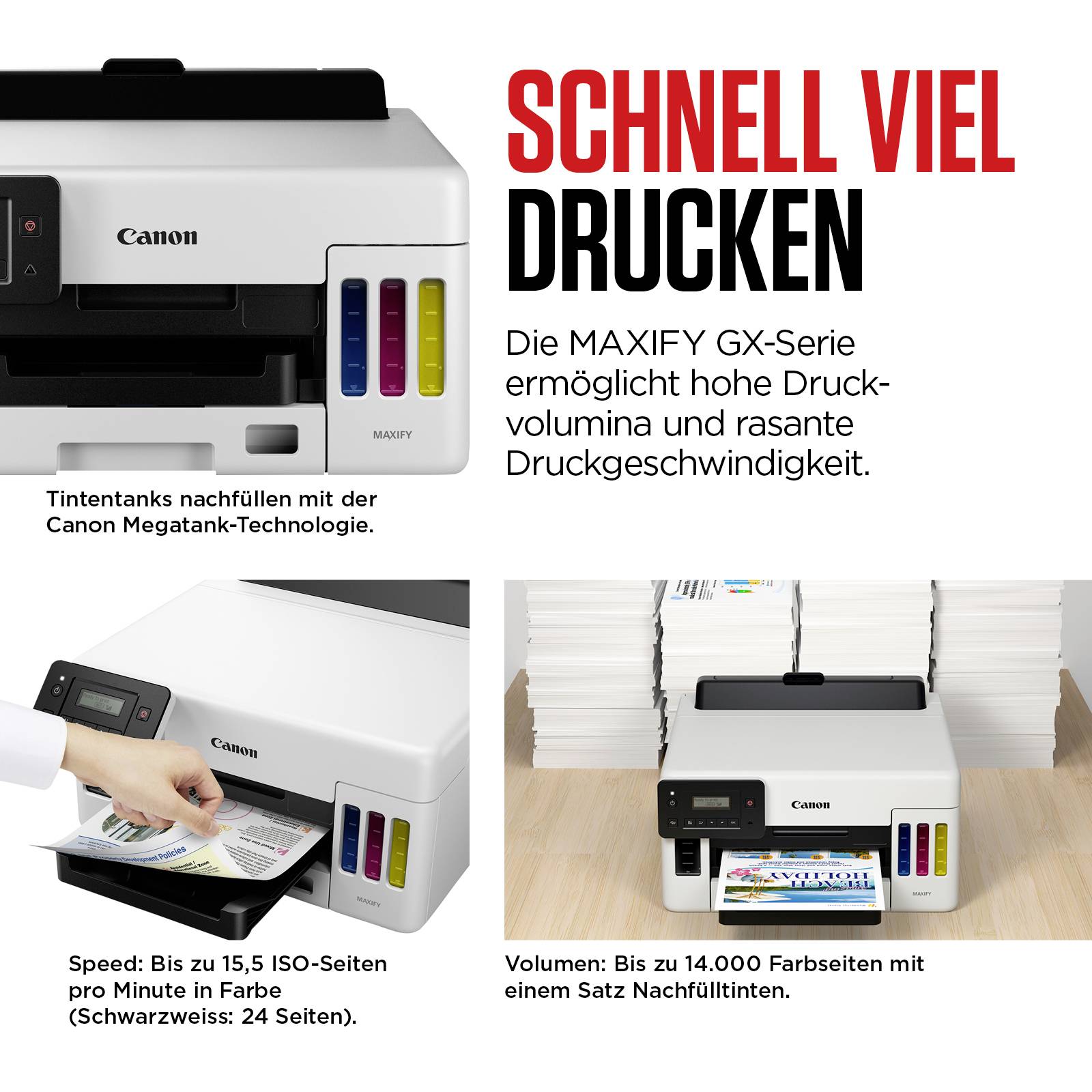 Canon MAXIFY GX7050 Multifunktionsdrucker Tintenstrahl Farbe A4 Drucker, Scanner, Kopierer, Fax ADF, Duplex-ADF, Duplex, Tintentank-System, USB