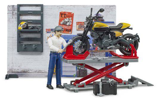 bruder Motorrad Modell Ducati Ducati mit Werkstatt Fertigmodell Motorrad Modell