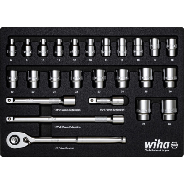 Wiha 44740 Steckschlüsseleinsatz-Set 1/2" 395mm Wiha 44740 Steckschlüsseleinsatz-Set 1/2" 395mm