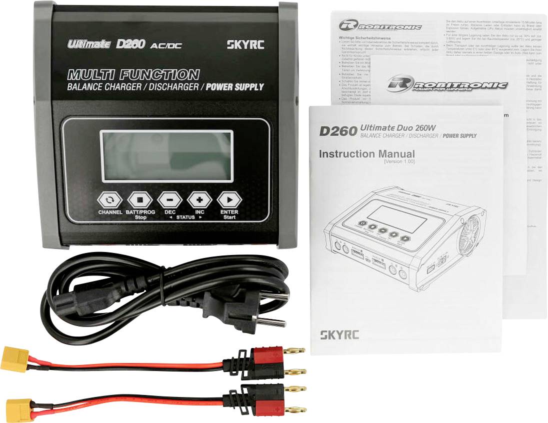 SKYRC D260 Modellbau-Ladegerät 14A Blei, LiFePO, LiHV, LiIon, LiPo, NiCd, NiMH Grafische Anzeige, Schnellladefunktion