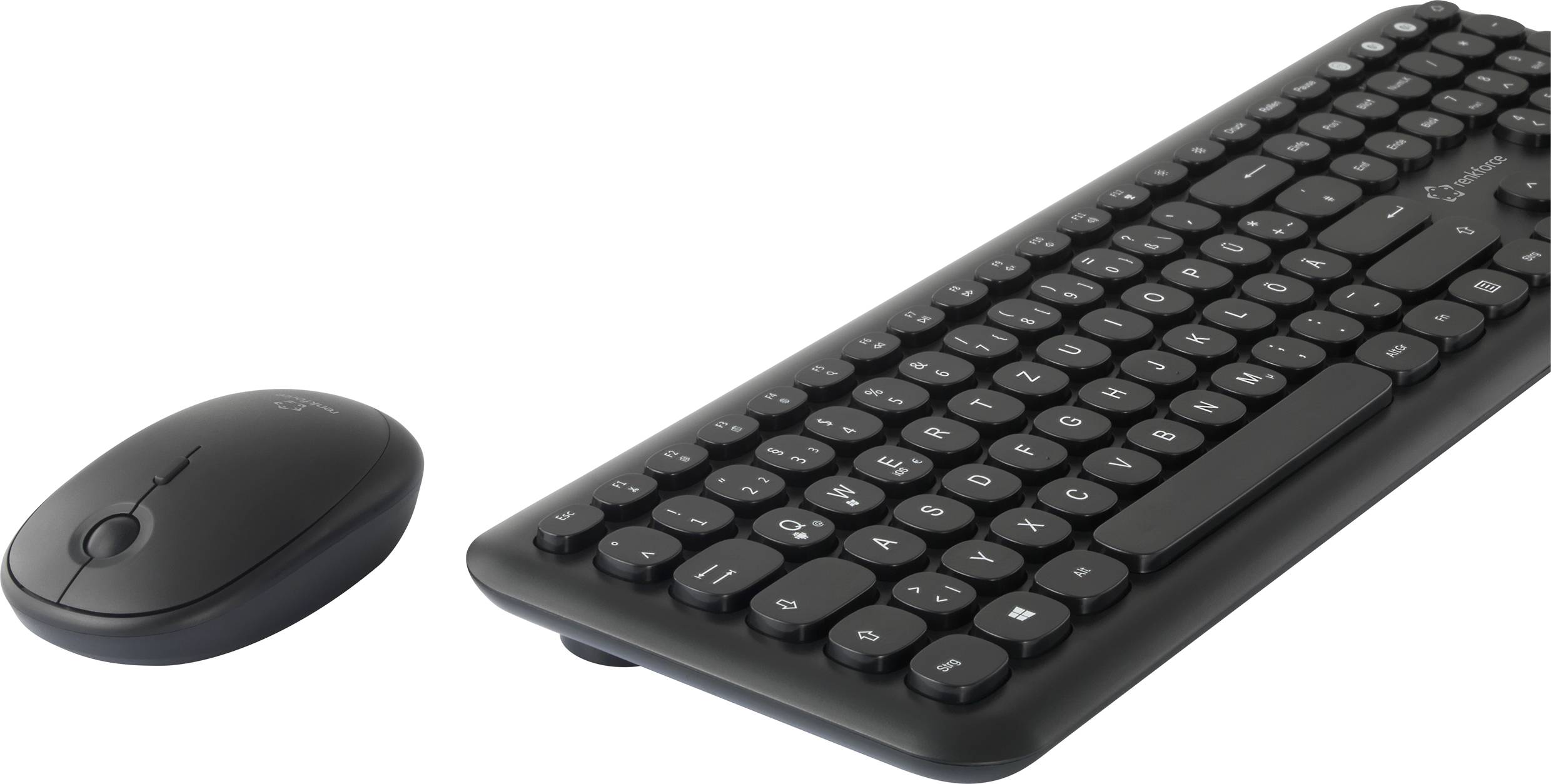 Renkforce RF-KMC-720 Kabellos Tastatur, Maus-Set Deutsch, QWERTZ Schwarz