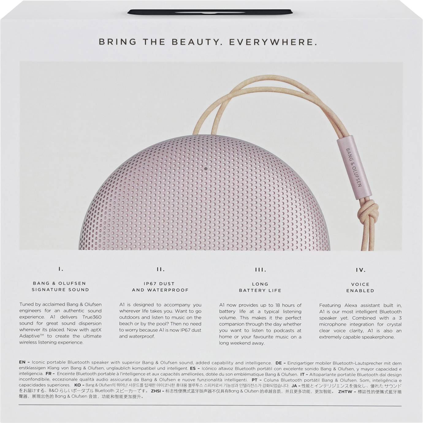 Bang & Olufsen Beosound A1, 2.Gen. Bluetooth® Lautsprecher Freisprechfunktion, Outdoor, spritzwassergeschützt, staubfest Pink