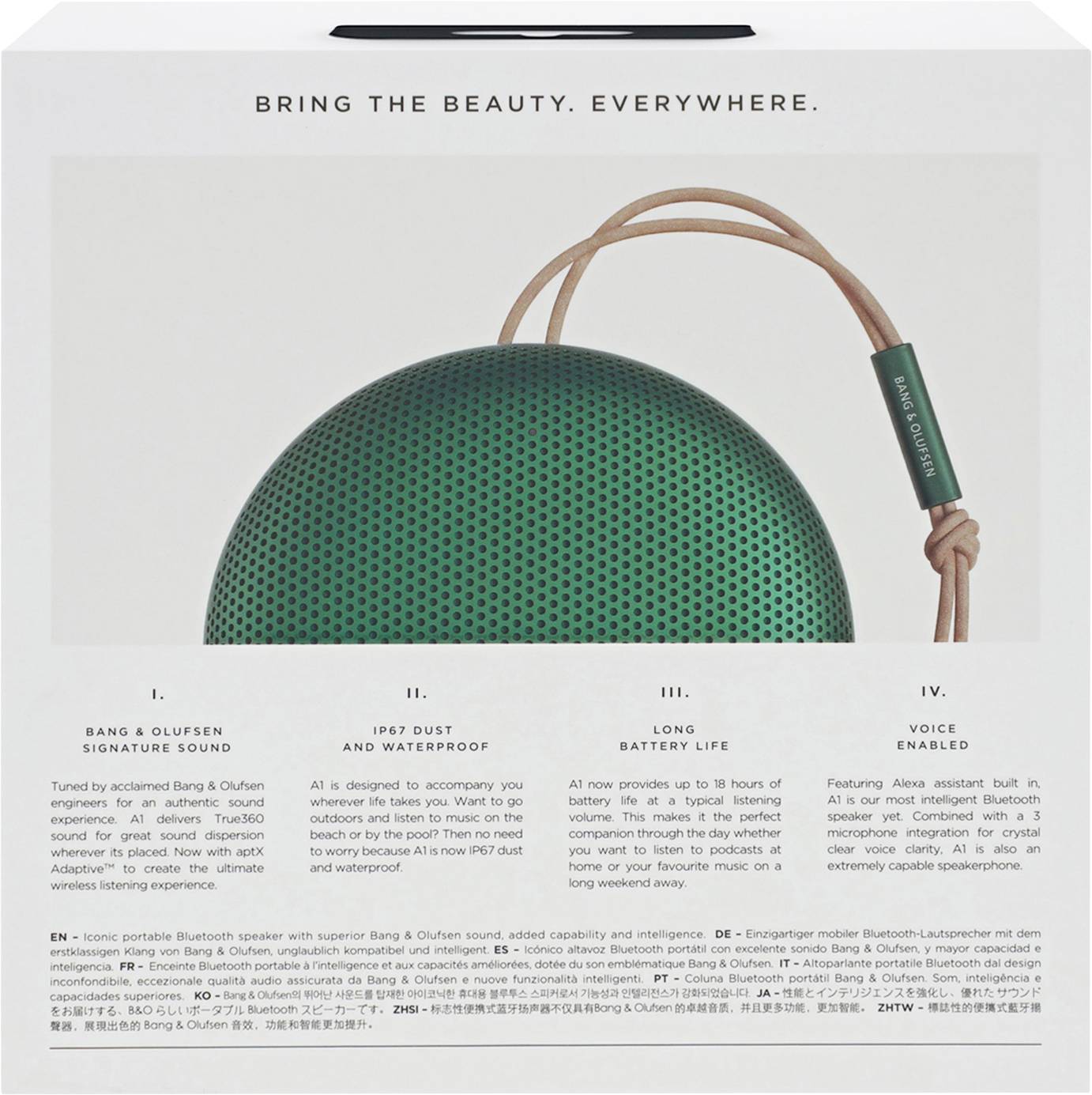 Bang & Olufsen Beosound A1, 2.Gen. Bluetooth® Lautsprecher Freisprechfunktion, Outdoor, spritzwassergeschützt, staubfest Grün