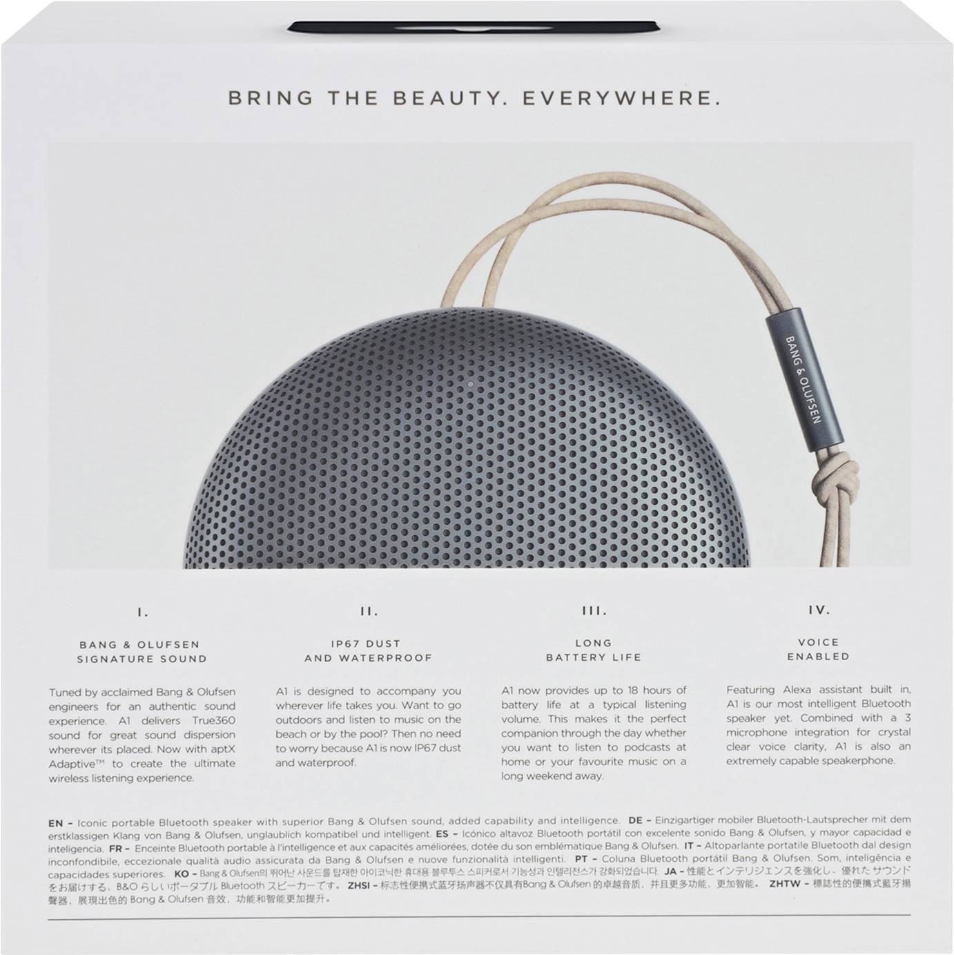 Bang & Olufsen Beosound A1, 2.Gen. Bluetooth® Lautsprecher Freisprechfunktion, Outdoor, spritzwassergeschützt, staubfest Anthrazit