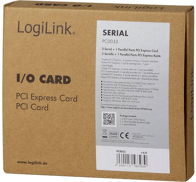 LogiLink PC0033 Serielle/Parallele Steckkarte Parallel (IEEE 1284), Seriell (9pol.) PCIe