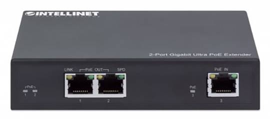 Intellinet 561600 PoE Extender 10 / 100 / 1000MBit/s IEEE 802.3af (12.95 W), IEEE 802.3at (25.5 W), IEEE 802.3bt