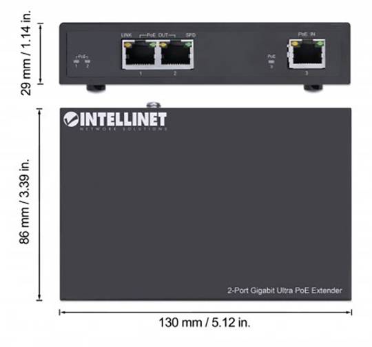 Intellinet 561600 PoE Extender 10 / 100 / 1000 MBit/s IEEE 802.3af (12.95 W), IEEE 802.3at (25.5 W), IEEE 802.3bt