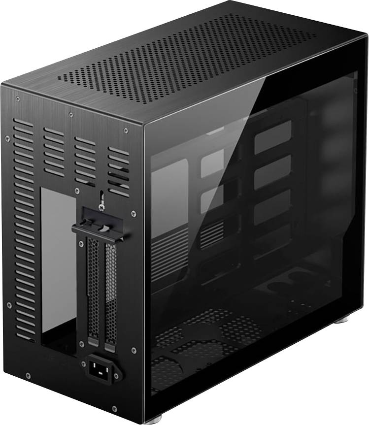 Jonsbo V10-G Black Mini-Tower Gehäuse, Gaming-Gehäuse Schwarz