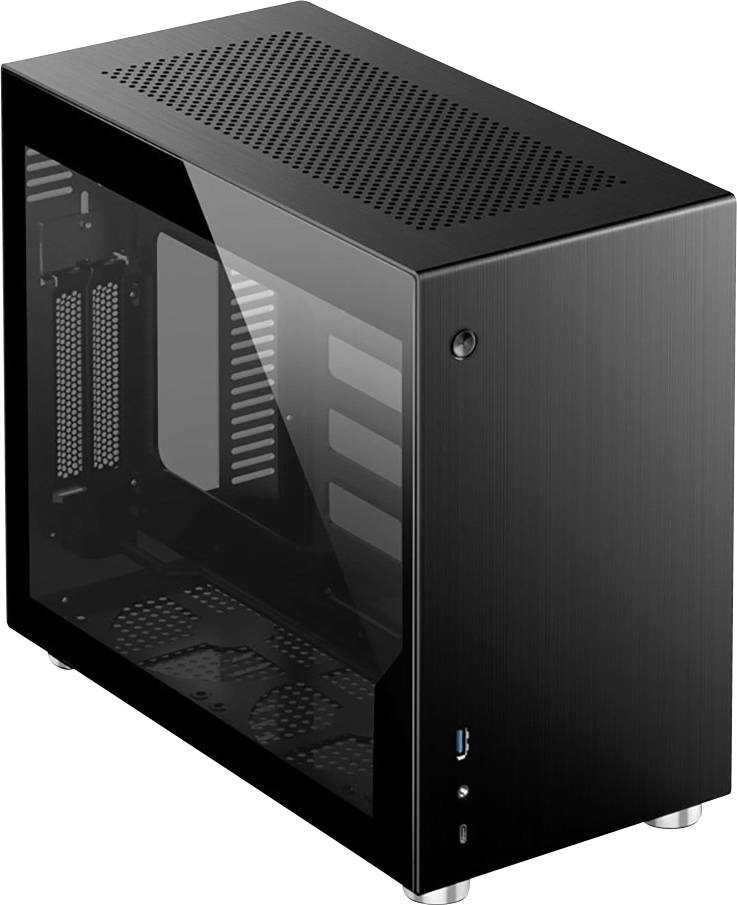 Jonsbo V10-G Black Mini-Tower Gehäuse, Gaming-Gehäuse Schwarz