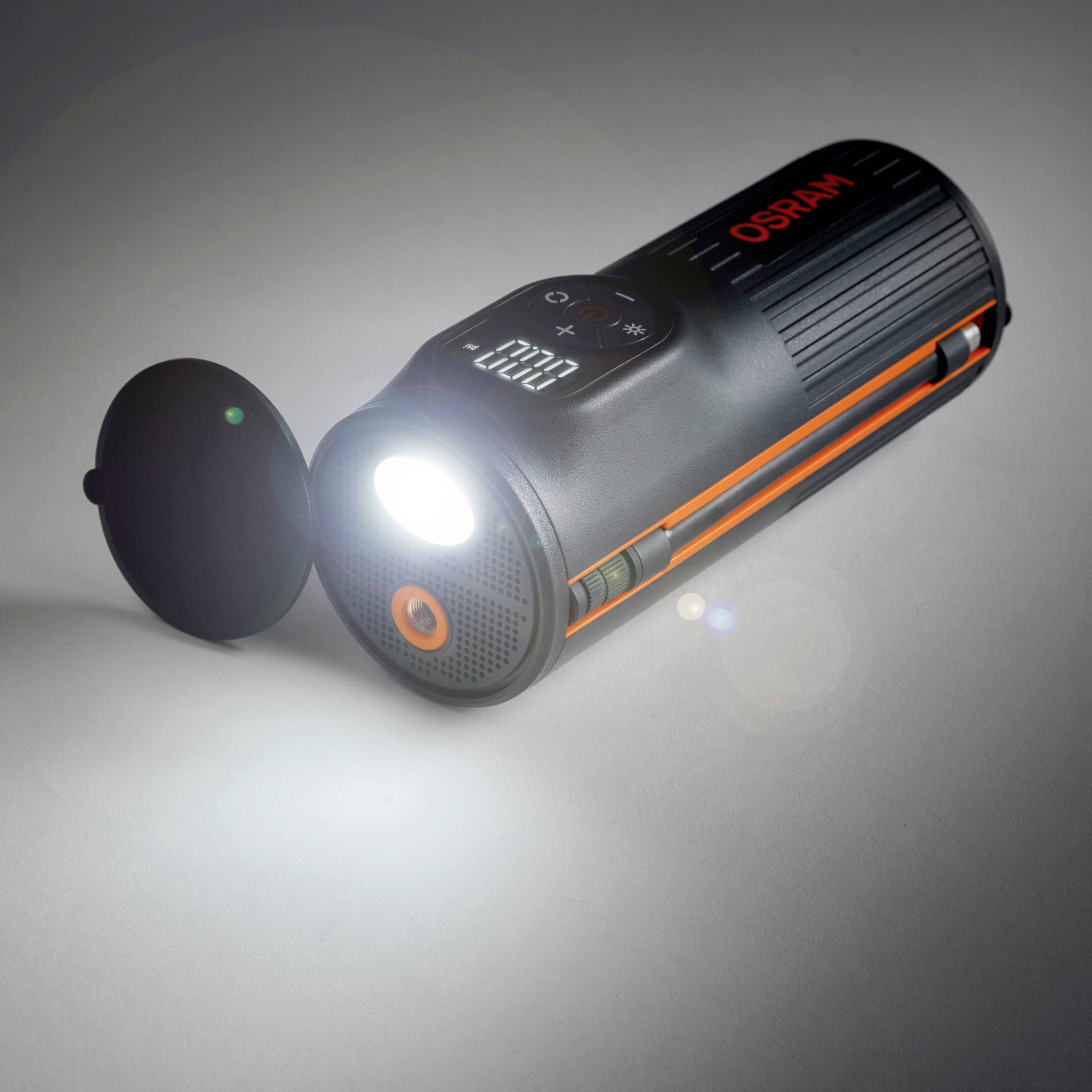 Osram Automotive OTIR2000 Kompressor TYREinflate 2000 8.3 bar Aufbewahrungs-Box/-Tasche, Digitales Display, mit Arbeitslampe