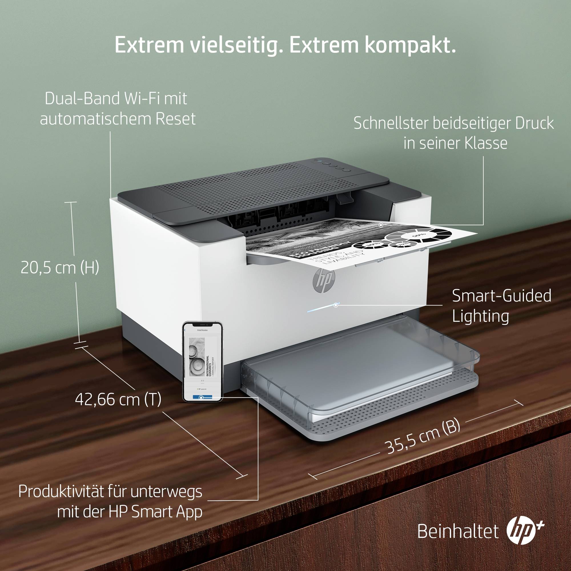 HP LaserJet M209dwe HP+ Drucker Laser Schwarz-Weiß A4 29 S./min 600 x 600 dpi HP Instant Ink, LAN, WLAN, Duplex