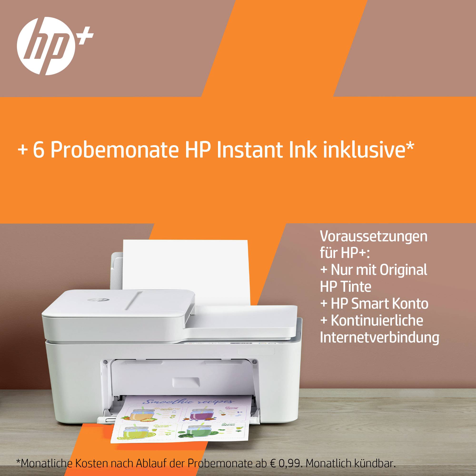 HP Deskjet 4120e All-in-One HP+ Tintenstrahl-Multifunktionsdrucker A4 Drucker, Kopierer, Scanner, Fax Instant Ink, WLAN
