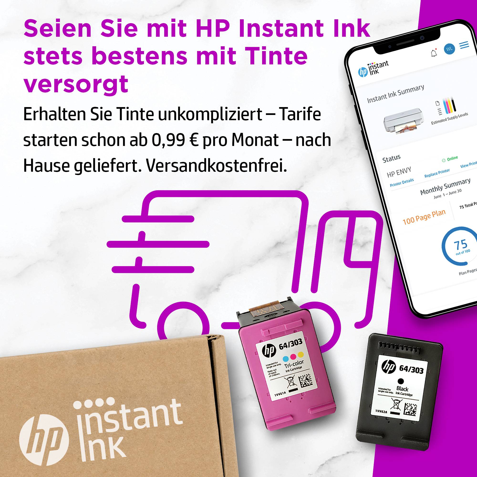 HP Envy 6022 e Multifunktionsdrucker Tintenstrahl Farbe A4 Drucker, Scanner, Kopierer HP Instant Ink, Duplex, WLAN, Bluetooth®