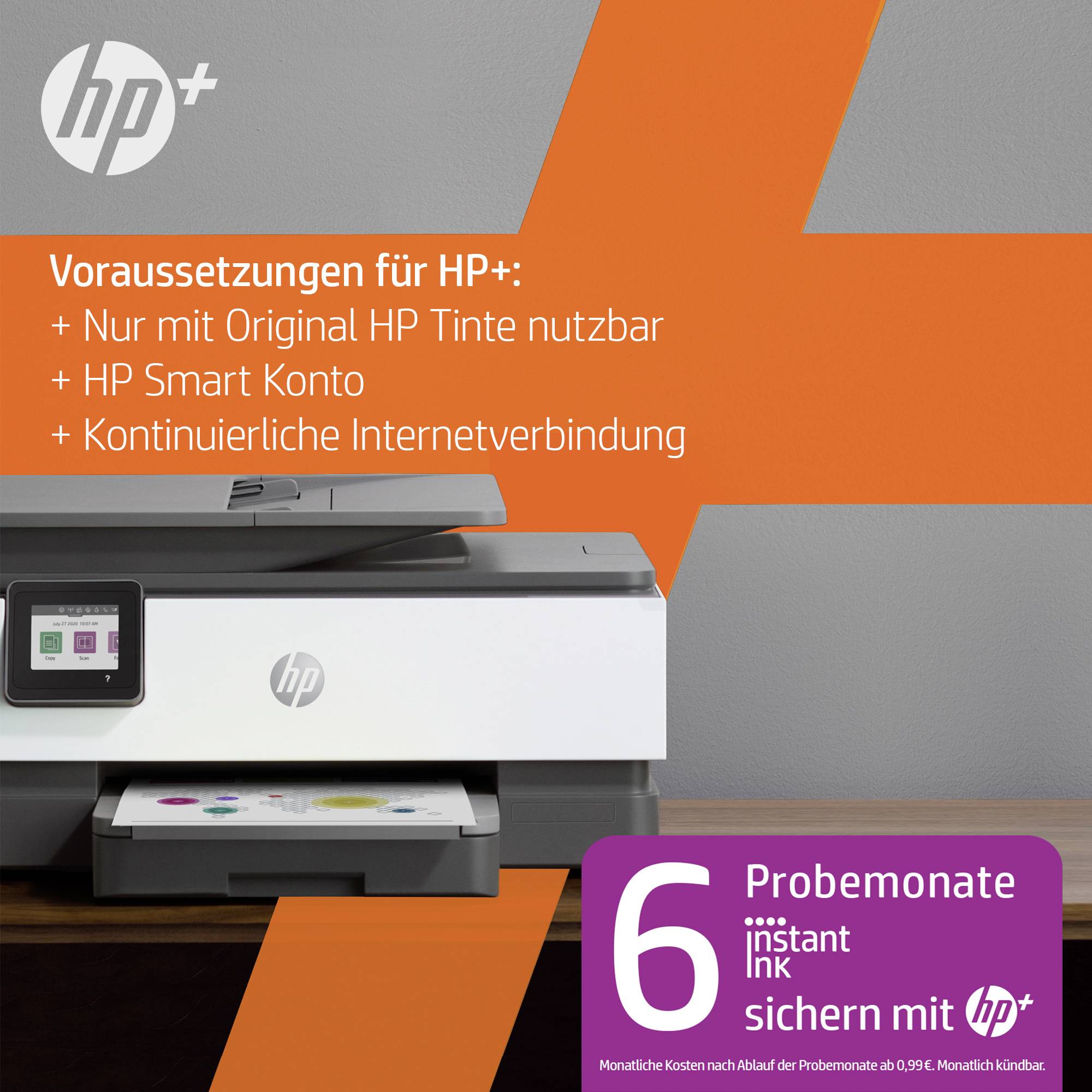HP OfficeJet Pro 8022 e Multifunktionsdrucker Tintenstrahl Farbe Drucker, Scanner, Kopierer, Fax HP Instant Ink, Duplex, LAN, WLAN