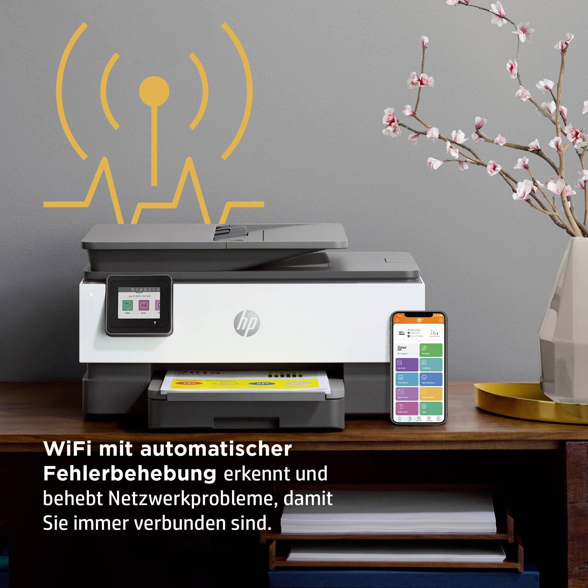 HP OfficeJet Pro 8022 e Multifunktionsdrucker Tintenstrahl Farbe Drucker, Scanner, Kopierer, Fax HP Instant Ink, Duplex, LAN, WLAN
