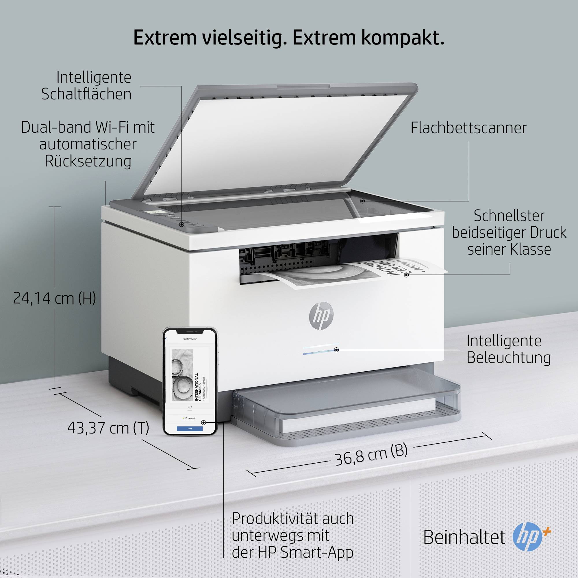 HP LaserJet MFP M234dwe HP+ Multifunktionsdrucker Laser Schwarz-Weiß A4 Drucker, Scanner, Kopierer HP Instant Ink, LAN, WLAN, Duplex, Bluetooth®