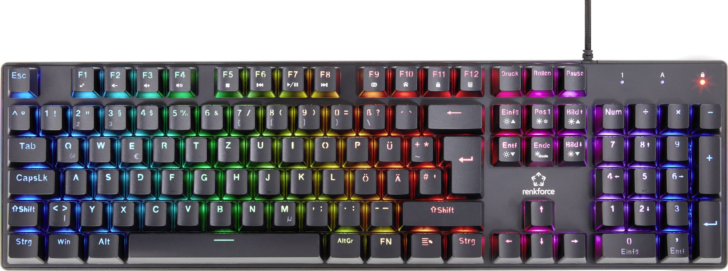 Renkforce RF-GMK-550 USB Gaming-Tastatur Beleuchtet Deutsch, QWERTZ, Windows® Schwarz