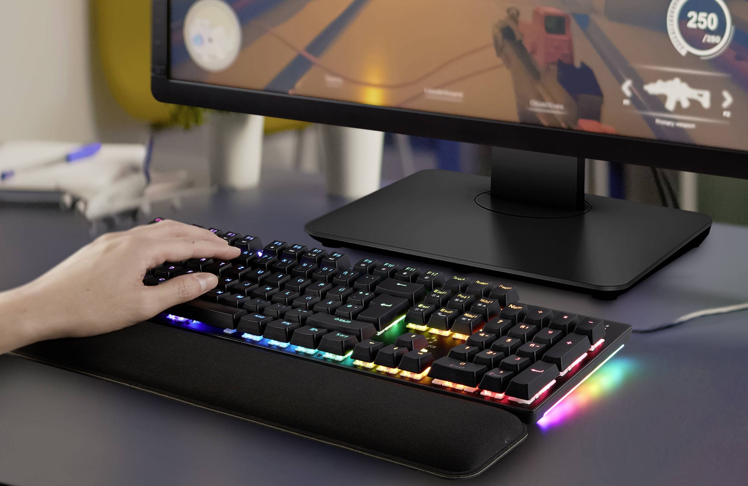 Renkforce RF-GMK-550 USB Gaming-Tastatur Beleuchtet Deutsch, QWERTZ, Windows® Schwarz