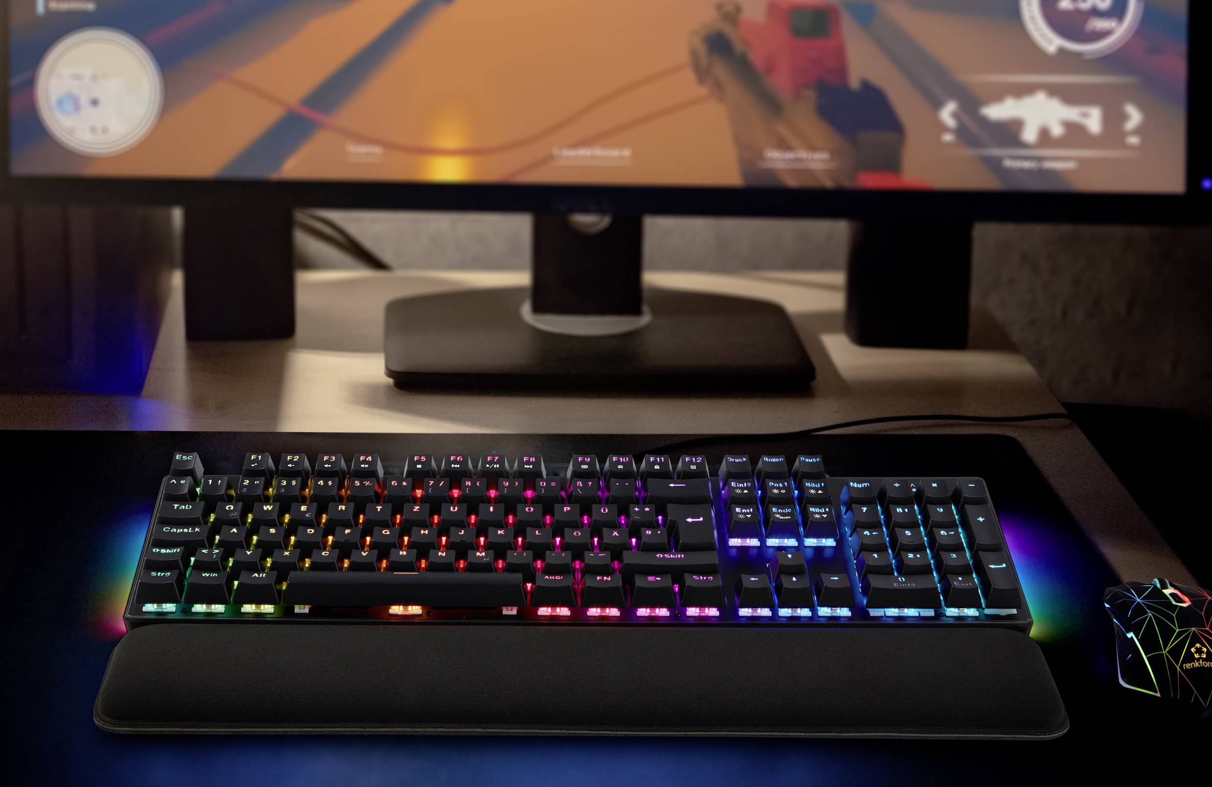Renkforce RF-GMK-550 USB Gaming-Tastatur Beleuchtet Deutsch, QWERTZ, Windows® Schwarz