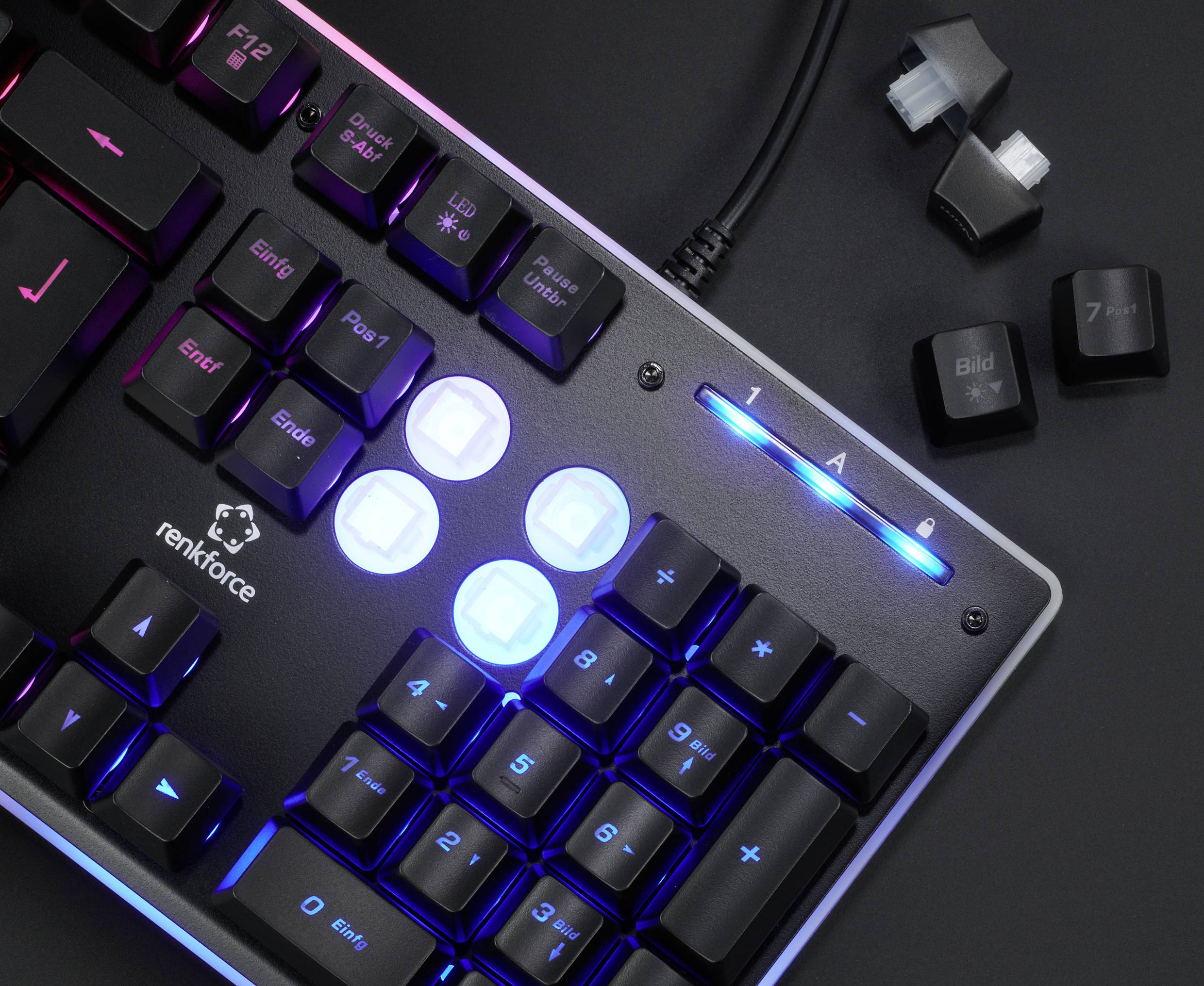 Renkforce RF-GMK-150 USB Gaming-Tastatur Deutsch, QWERTZ Schwarz Beleuchtet