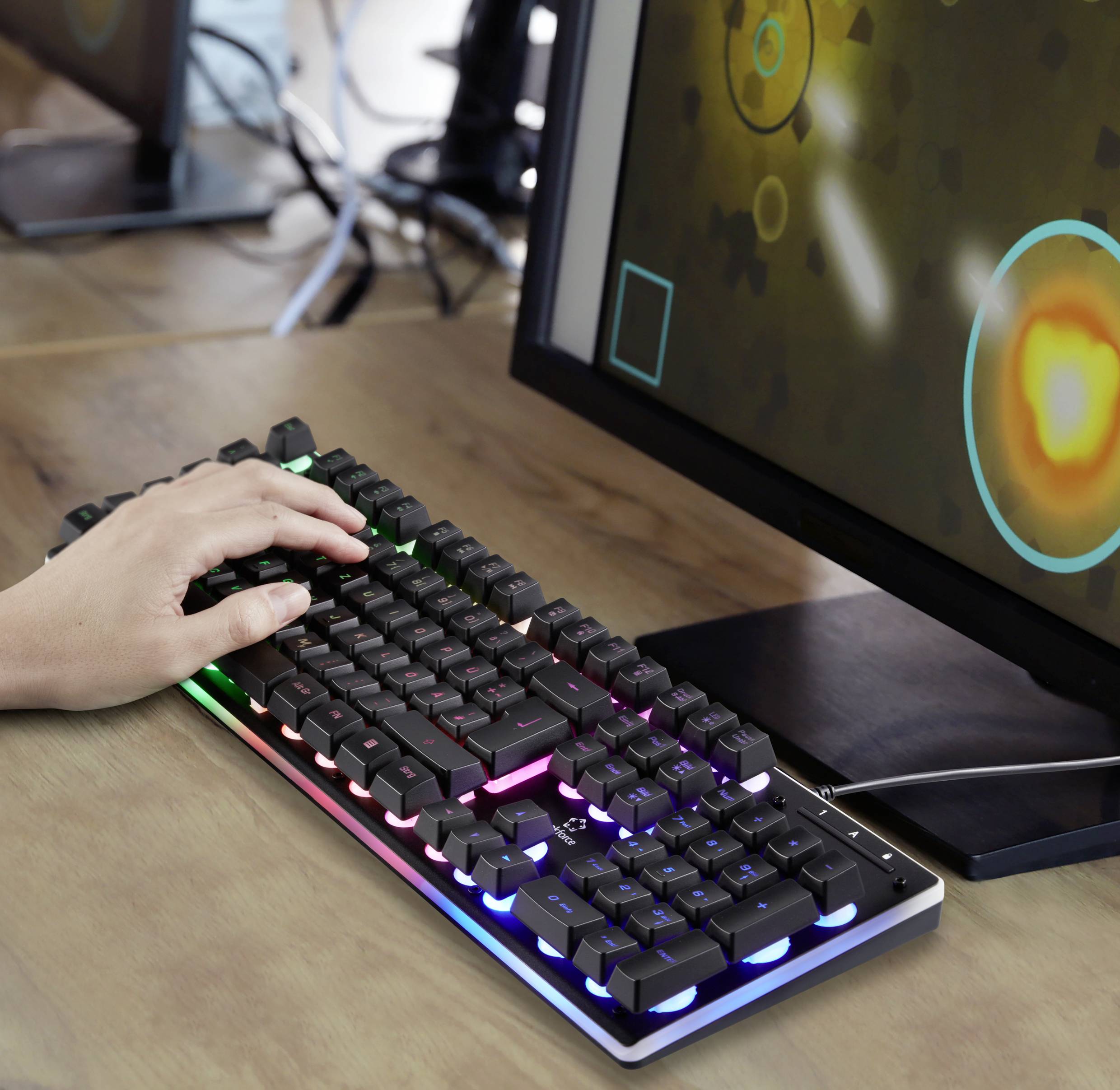Renkforce RF-GMK-150 USB Gaming-Tastatur Deutsch, QWERTZ Schwarz Beleuchtet