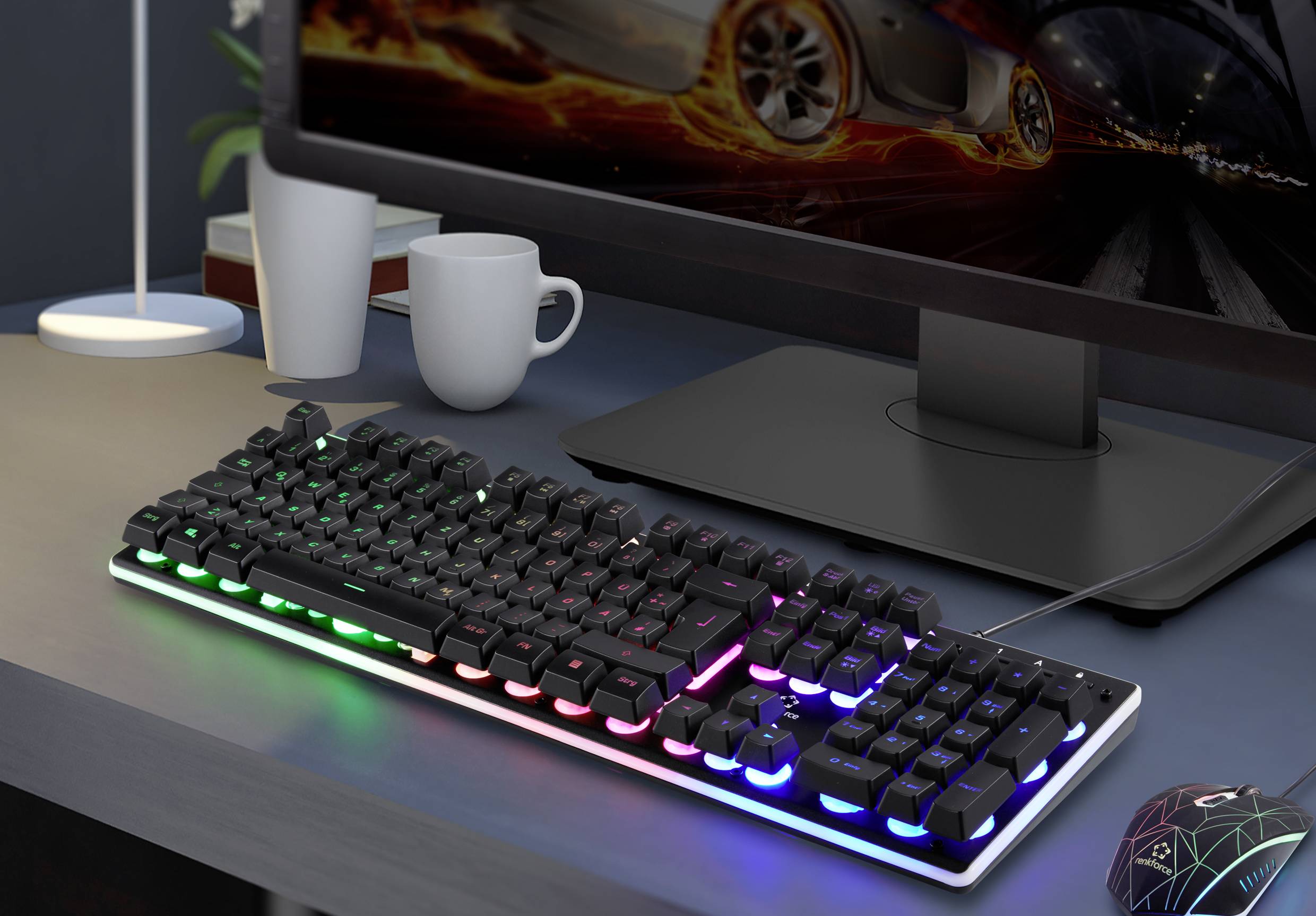 Renkforce RF-GMK-150 USB Gaming-Tastatur Deutsch, QWERTZ Schwarz Beleuchtet