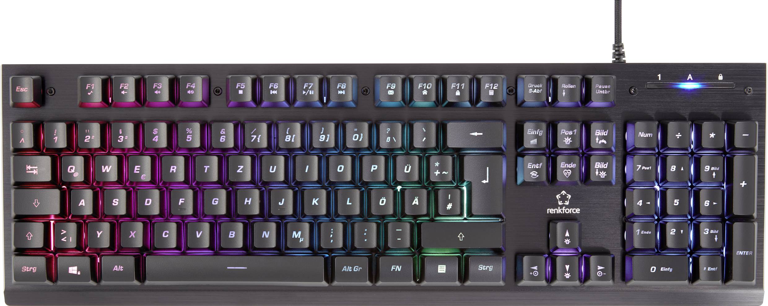 Renkforce RF-GMK-250 USB Gaming-Tastatur Deutsch, QWERTZ Schwarz Beleuchtet