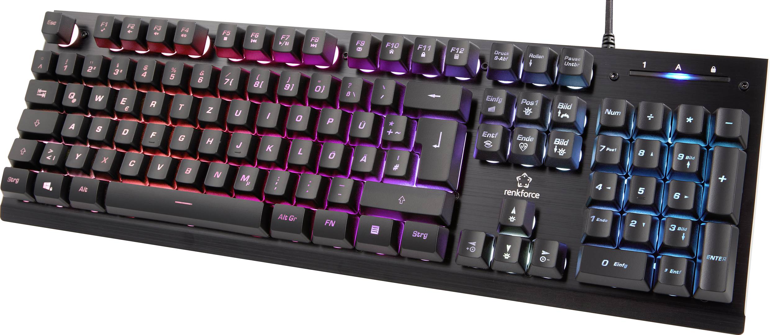 Renkforce RF-GMK-250 USB Gaming-Tastatur Deutsch, QWERTZ Schwarz Beleuchtet