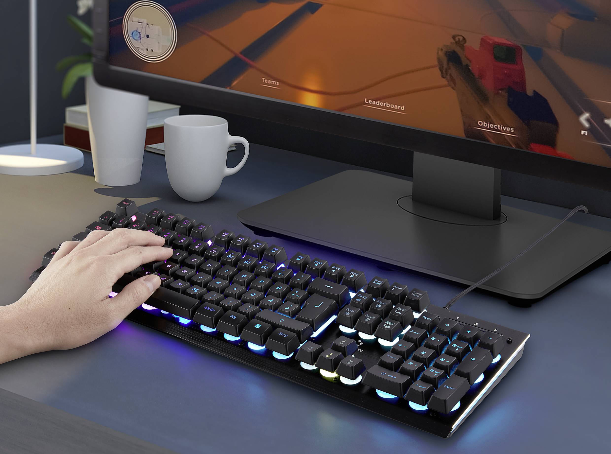 Renkforce RF-GMK-250 USB Gaming-Tastatur Deutsch, QWERTZ Schwarz Beleuchtet