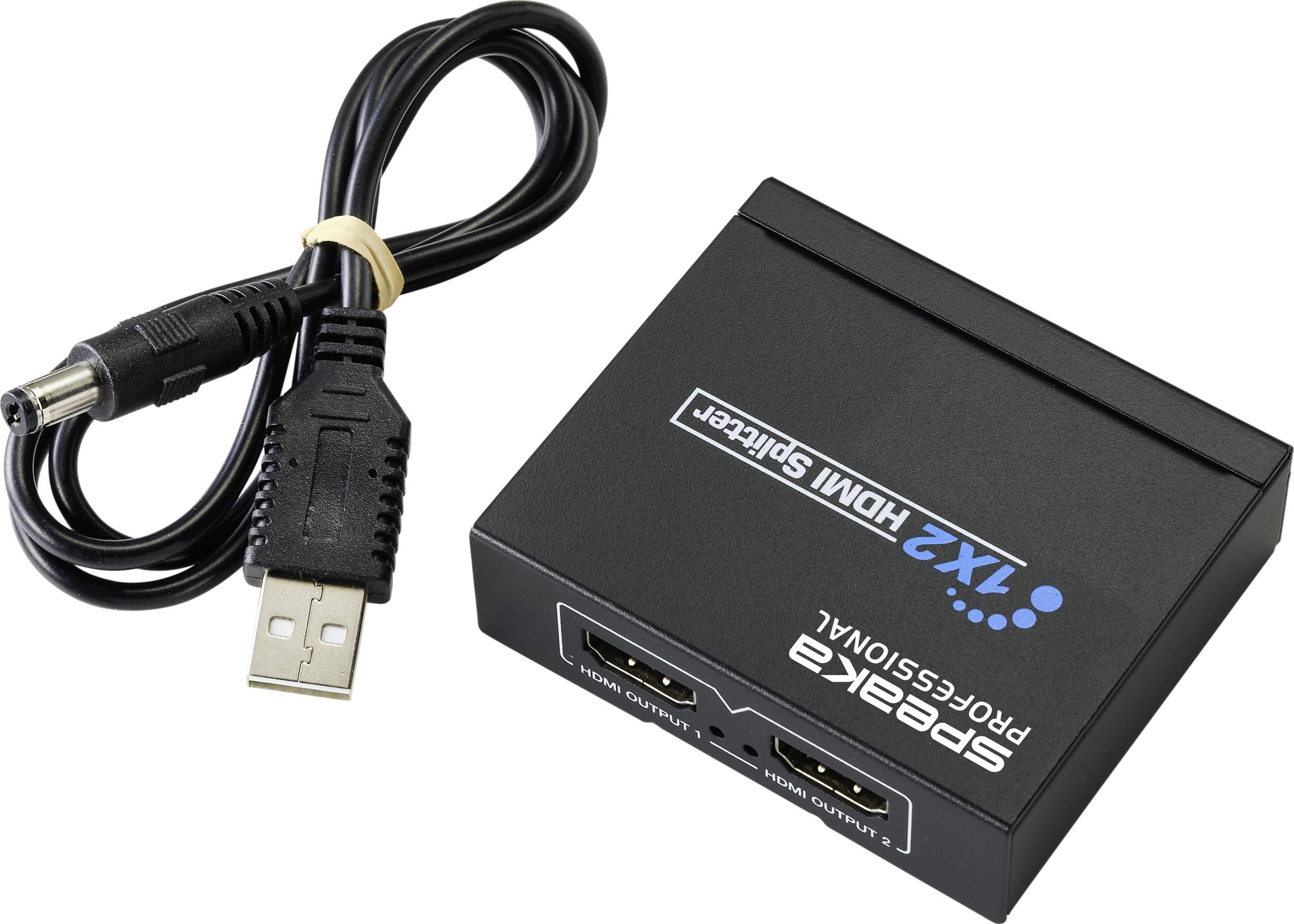 SpeaKa Professional SP-HDS-110 1+2 Port HDMI-Splitter 3840 x 2160 Pixel Schwarz