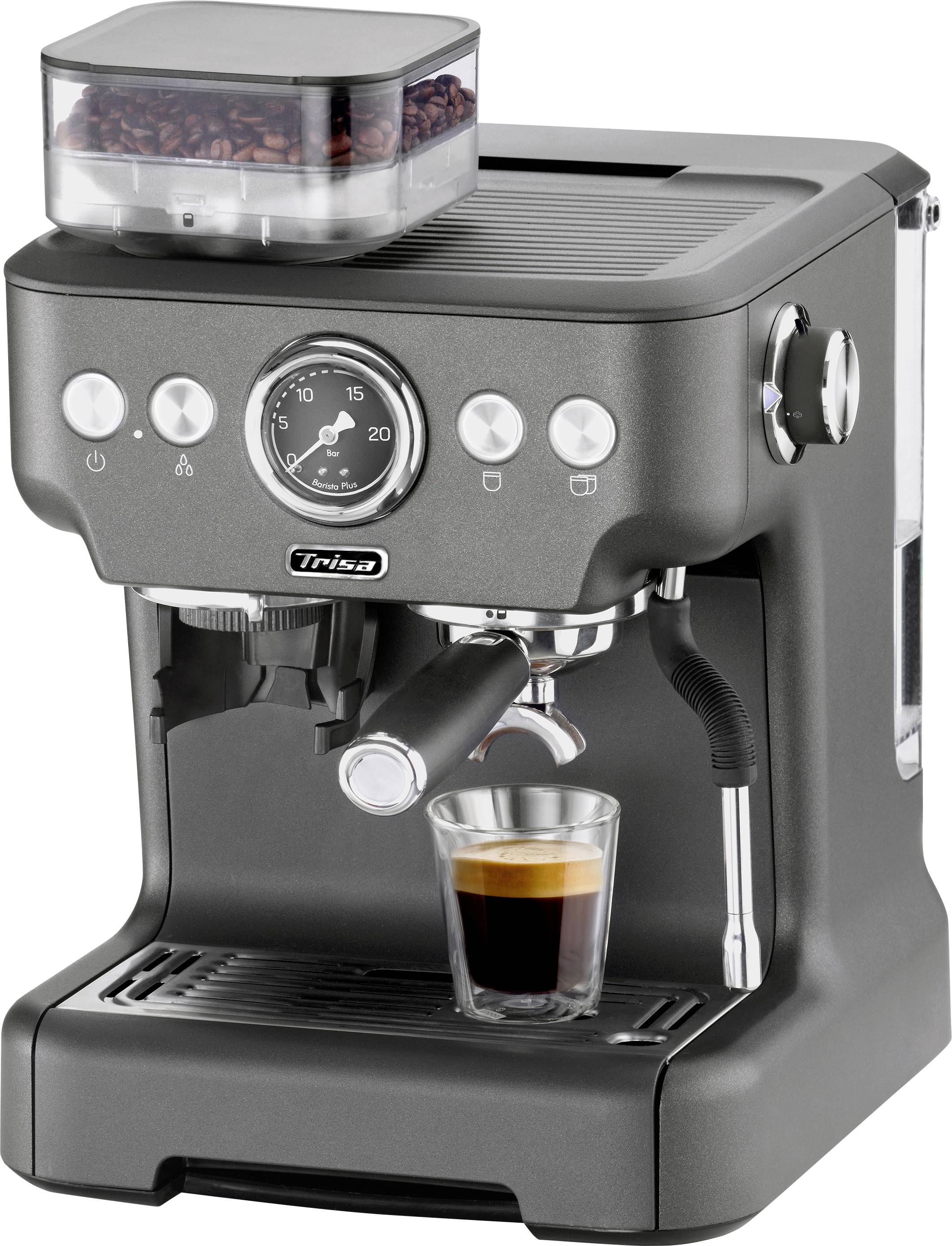 Trisa Barista Plus Espressomaschine Anthrazit 2300W mit Mahlwerk