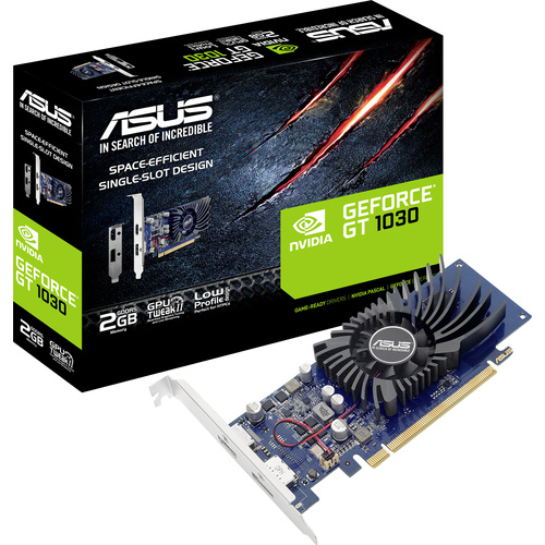 Asus Carte graphique Nvidia GeForce GT1030 2 GB RAM GDDR5 PCIe HDMI™, DisplayPort profil bas