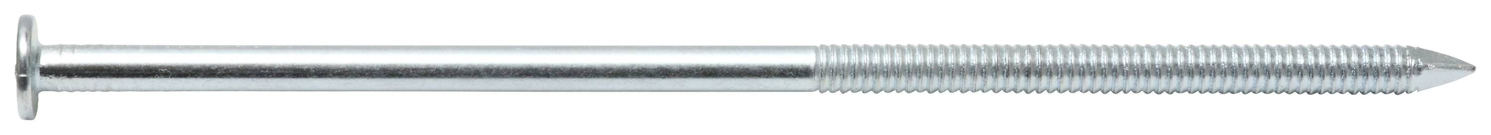 Ein silberner, durchgehender Schaftbolzen mit Gewinde und flachem Kopf, typisch für Befestigungsanwendungen in Bauprojekten.