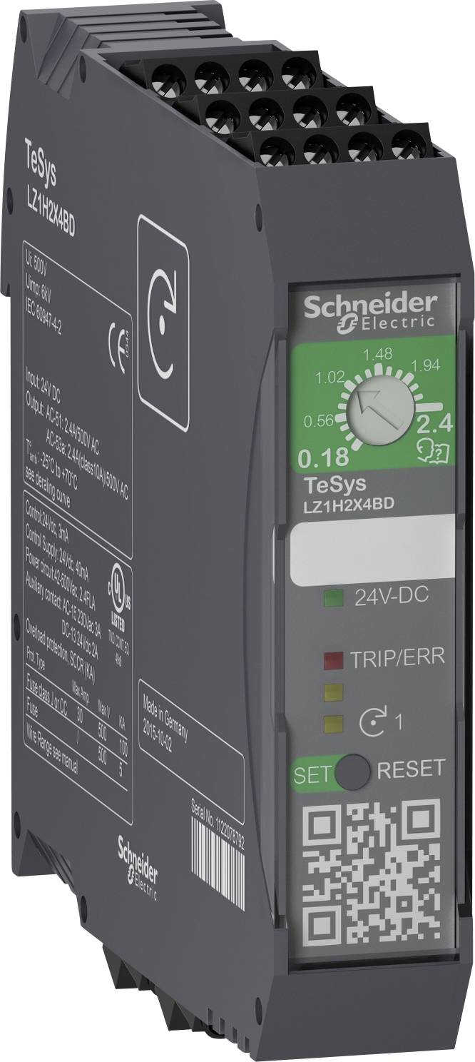 Schneider Electric LZ1H2X4BD LZ1H2X4BD Motorstarter Motorleistung bei 400V 0.75kW Motorleistung bei 230V 0.37kW Nennstrom 2.4A