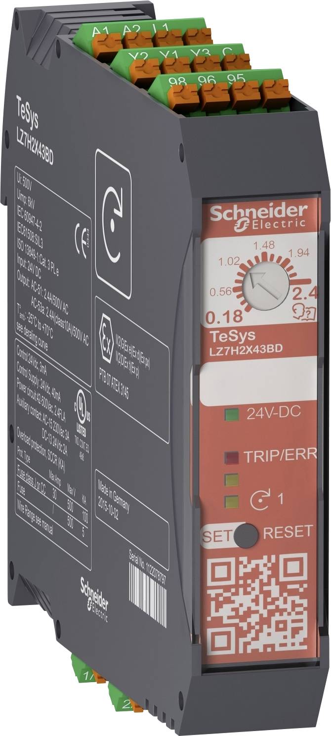 Schneider Electric LZ7H2X43BD LZ7H2X43BD Motorstarter Motorleistung bei 400V 0.75kW Motorleistung bei 230V 0.37kW Nennstrom 2.4A