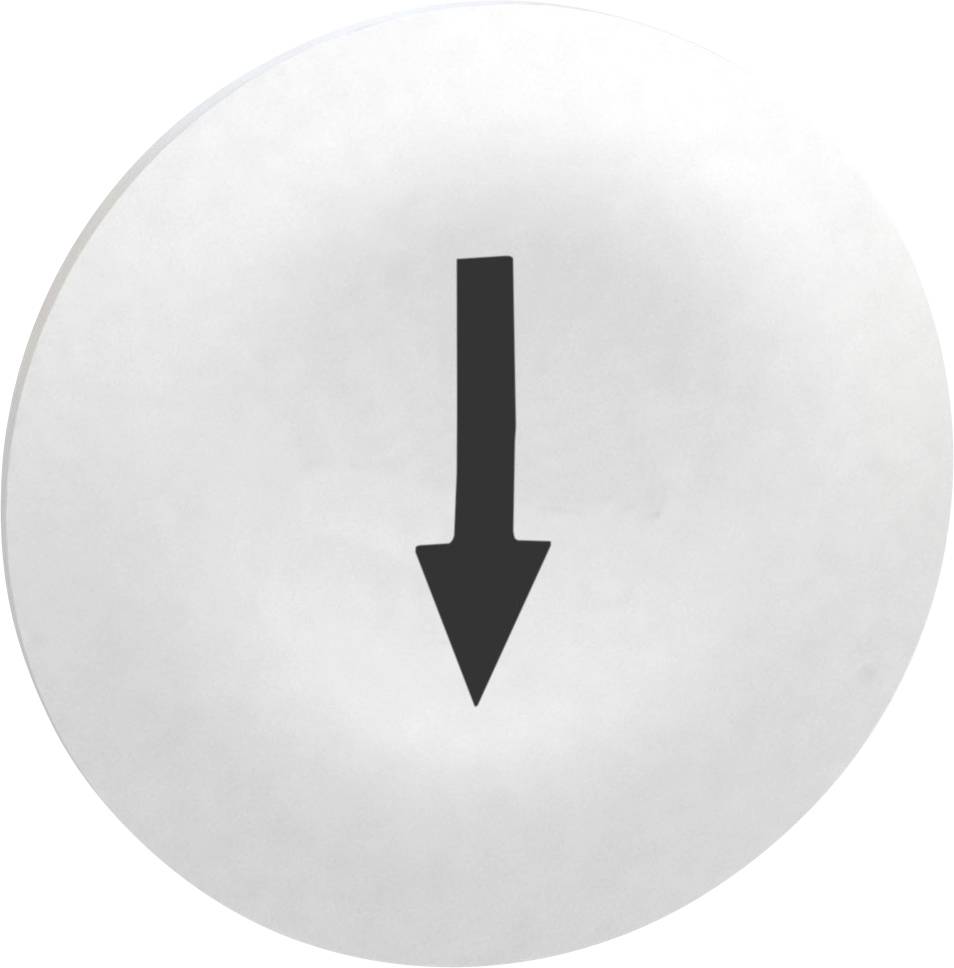 Schwarzer Pfeil nach unten auf rundem, weißem Hintergrund, symbolisiert Richtung oder Abwärtsbewegung.