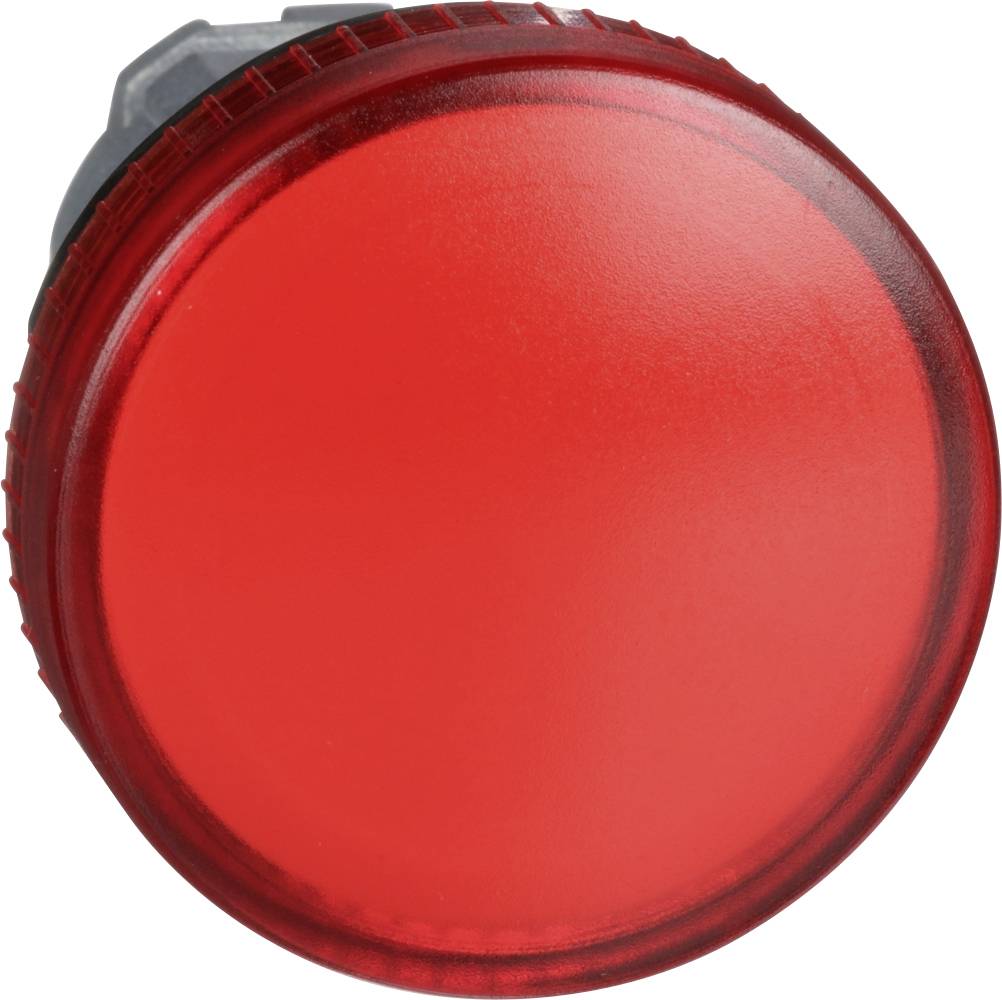 Runder, roter Knopf, hervorgehoben gegen weißen Hintergrund.